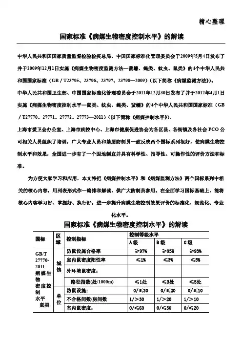 国家标准  病媒生物控制水平标准 doc