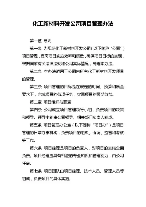 化工新材料开发公司项目管理办法