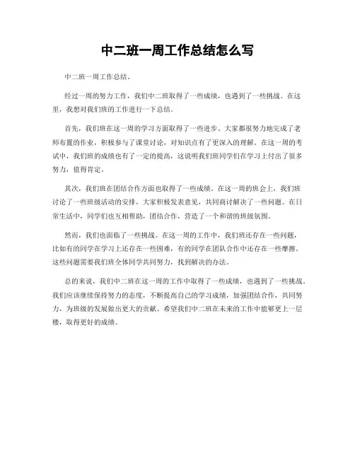 中二班一周工作总结怎么写