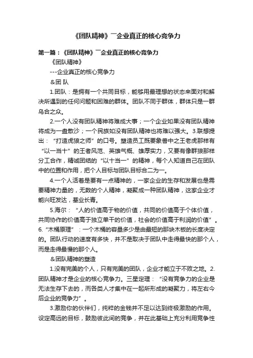 《团队精神》――企业真正的核心竞争力
