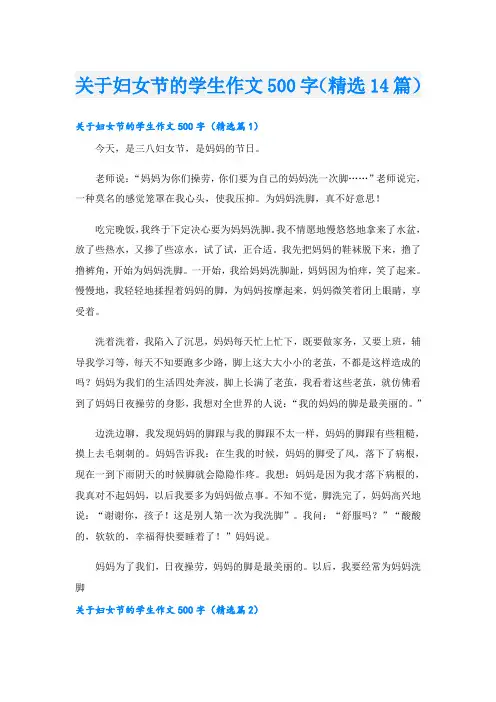 关于妇女节的学生作文500字(精选14篇)