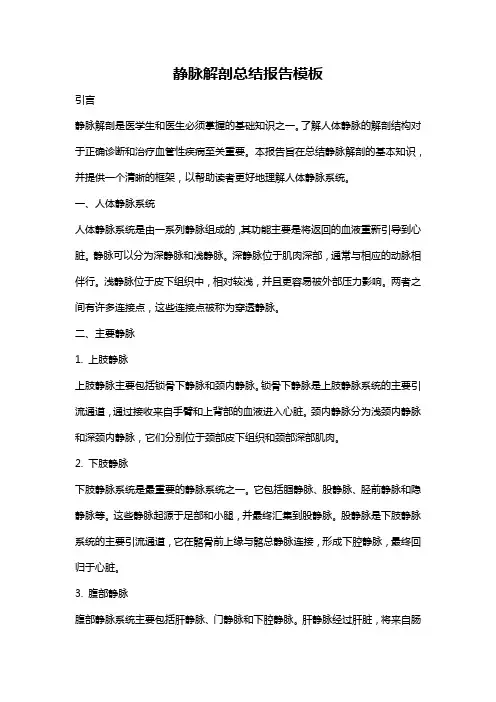 静脉解剖总结报告模板