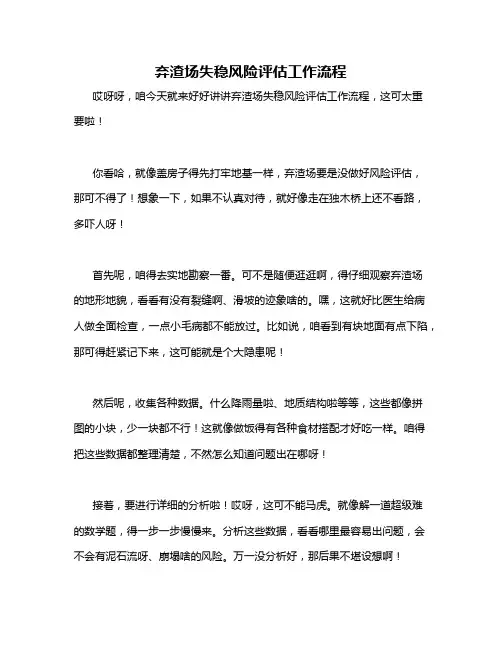弃渣场失稳风险评估工作流程