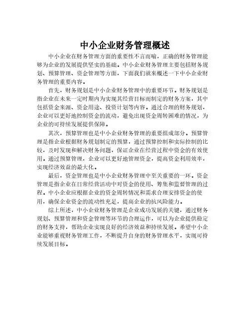 中小企业财务管理概述