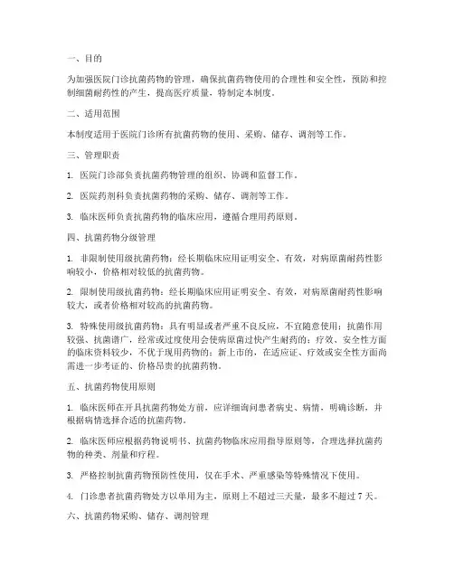 医院门诊抗菌药物管理制度