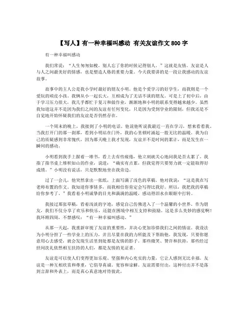 【写人】有一种幸福叫感动 有关友谊作文800字