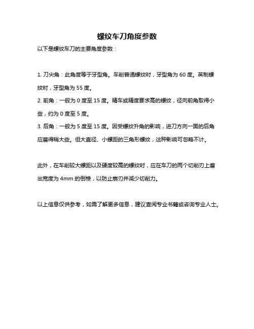 螺纹车刀角度参数