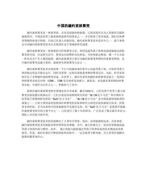 中国的磁约束核聚变