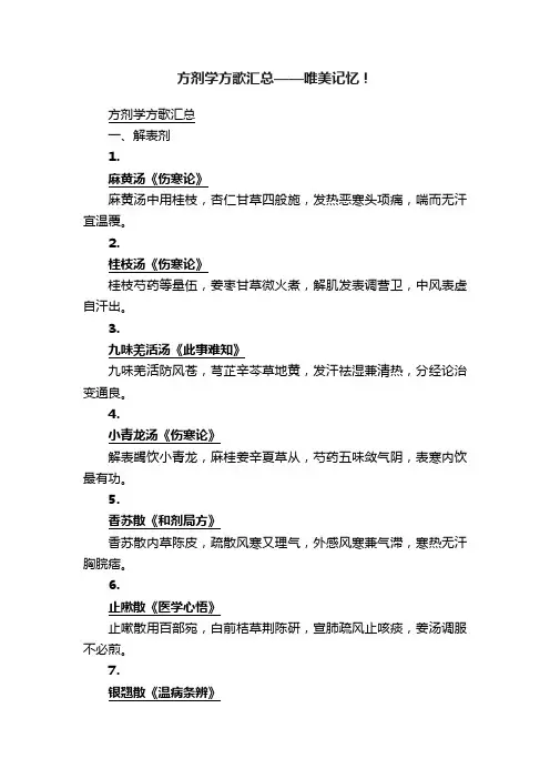 方剂学方歌汇总——唯美记忆！