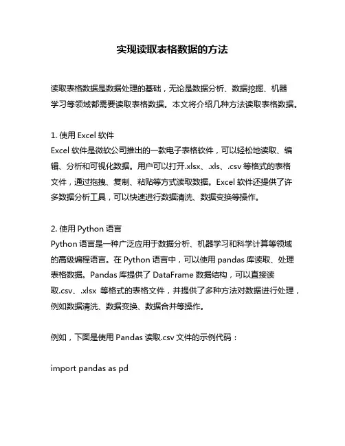 实现读取表格数据的方法