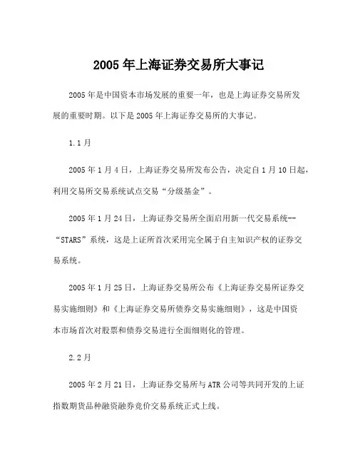 2005年上海证券交易所大事记
