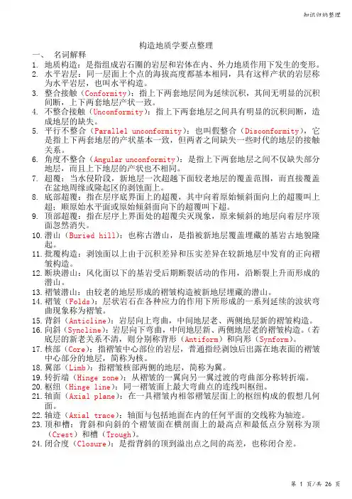 构造地质学要点整理-知识归纳整理