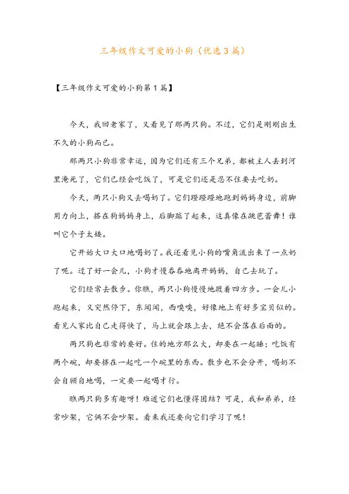 三年级作文可爱的小狗(优选3篇)