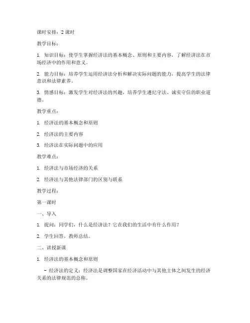 大学老师经济法备课教案