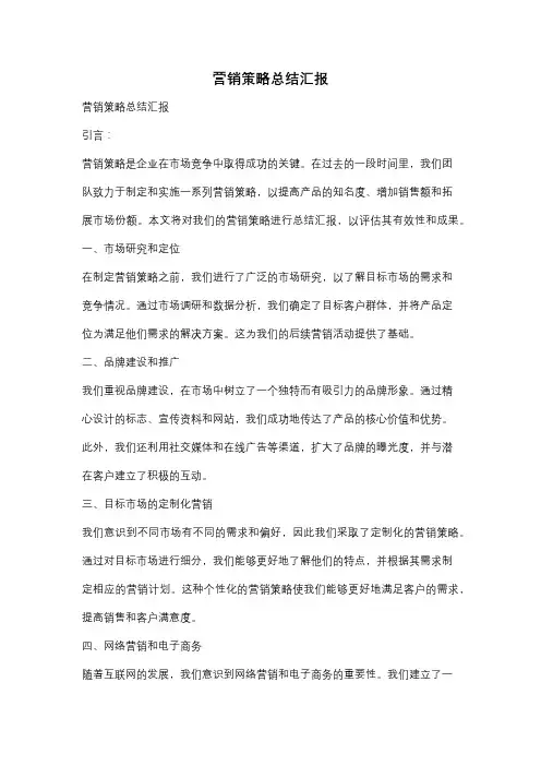 营销策略总结汇报
