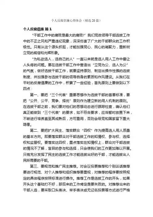 个人反腐倡廉心得体会（精选20篇）
