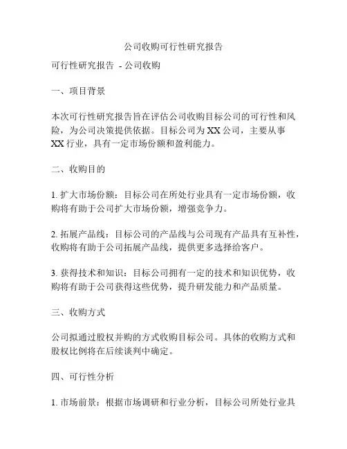 公司收购可行性研究报告