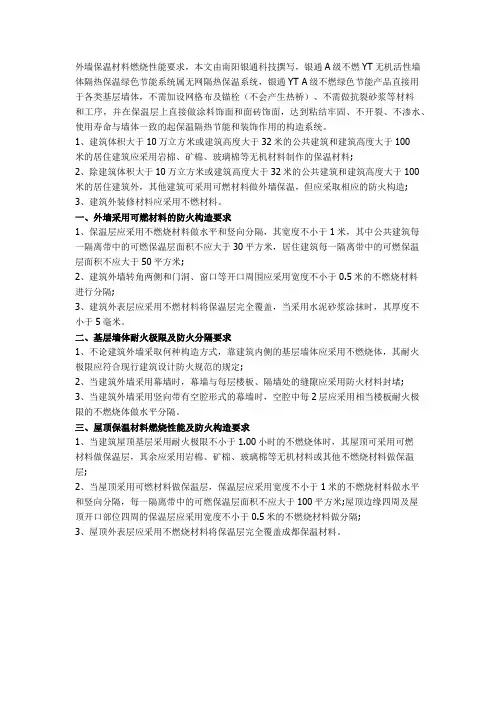 外墙保温材料燃烧性能