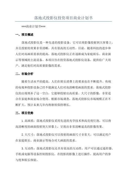 落地式投影仪投资项目商业计划书