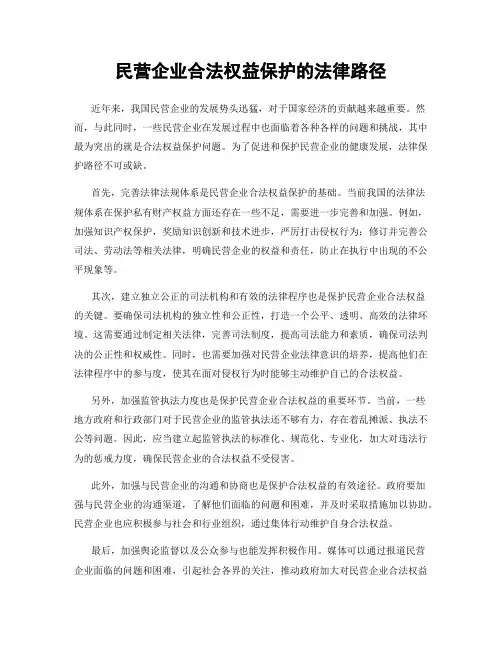 民营企业合法权益保护的法律路径