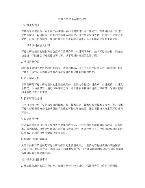 可行性研究报告编制说明