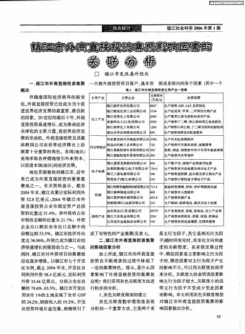 镇江市外商直接投资集聚影响因素的关联分析