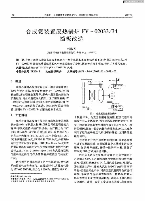 合成氨装置废热锅炉FV-02033／34挡板改造
