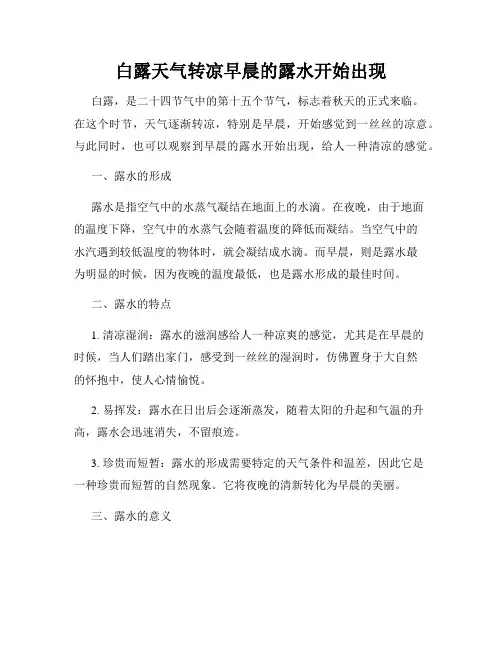 白露天气转凉早晨的露水开始出现