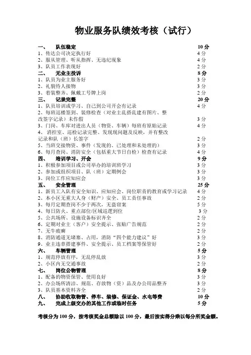 护卫队绩效考核