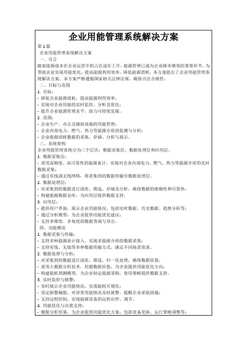 企业用能管理系统解决方案