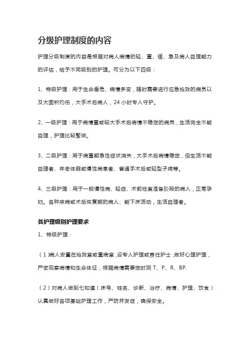 分级护理制度的内容