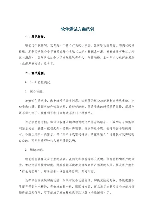 软件测试方案范例