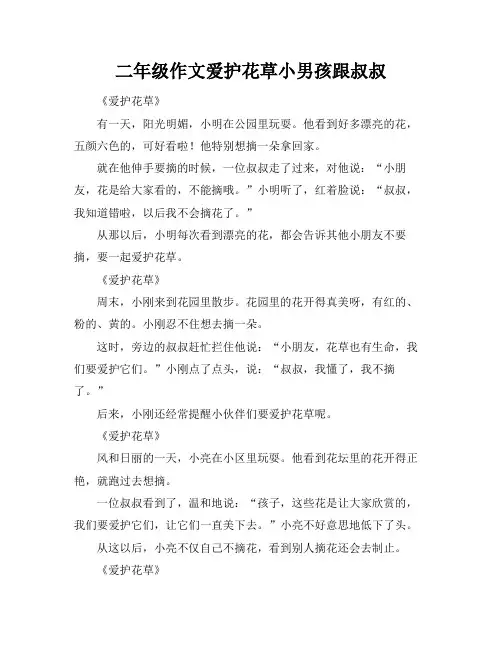二年级作文爱护花草小男孩跟叔叔