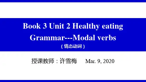 人教版必修三第二单元语法情态动词用法归纳和练习BookUnitGrammarPPT课件