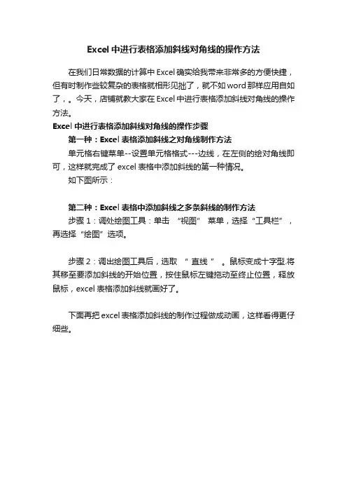 Excel中进行表格添加斜线对角线的操作方法