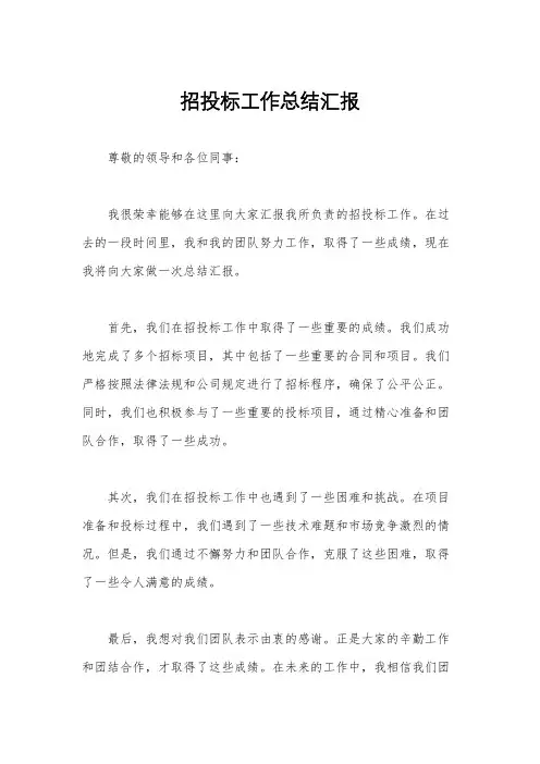 招投标工作总结汇报