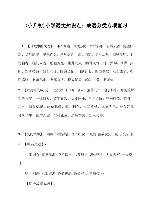 (小升初)小学语文知识点：成语知识专项复习(两套d)pdf