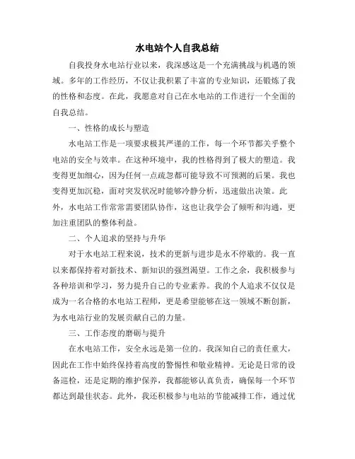 水电站个人自我总结