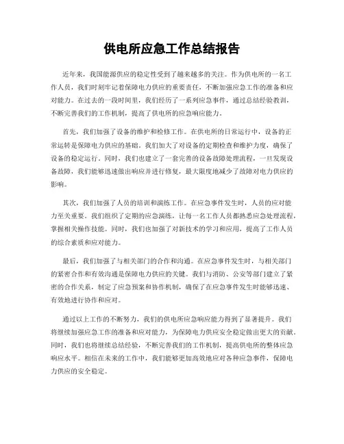 供电所应急工作总结报告