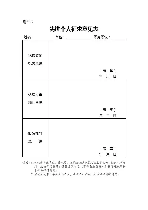 征求意见样表