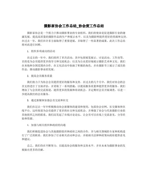 摄影家协会工作总结_协会度工作总结