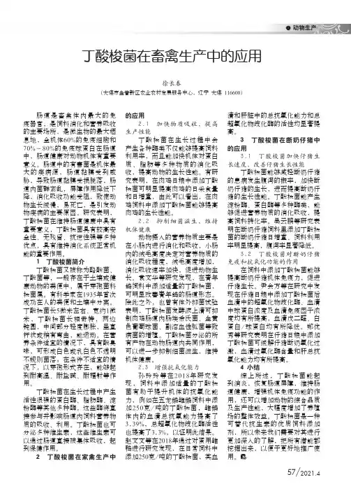 丁酸梭菌在畜禽生产中的应用