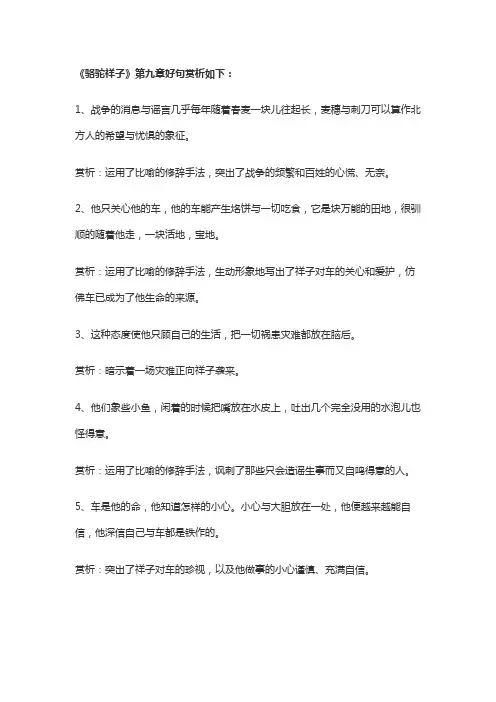 骆驼祥子第九章好句赏析