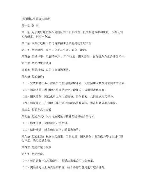 招聘团队奖励办法制度模板