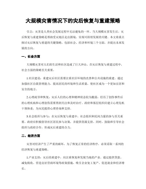 大规模灾害情况下的灾后恢复与重建策略