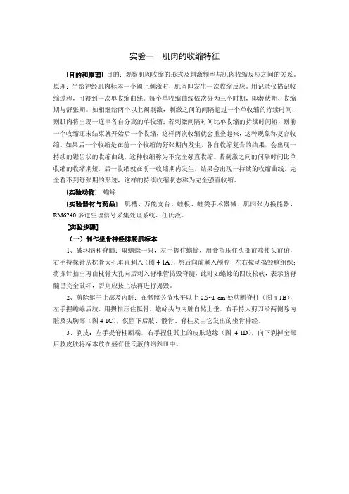 实验一  肌肉的收缩特征