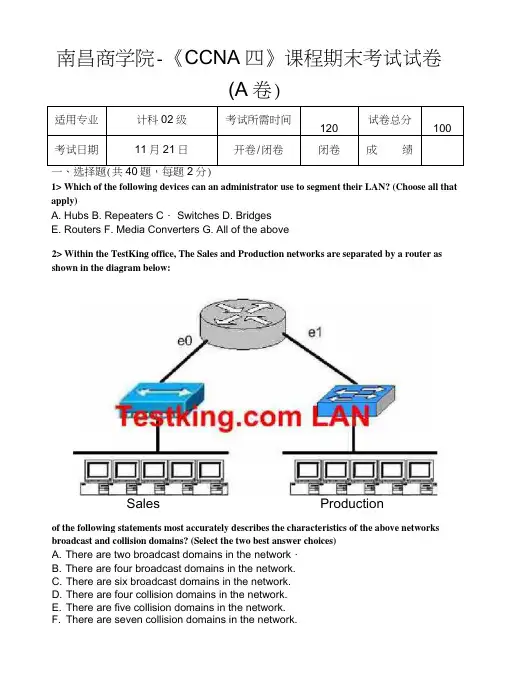 南昌商学院《CCNA四》课程期末考试试卷.doc