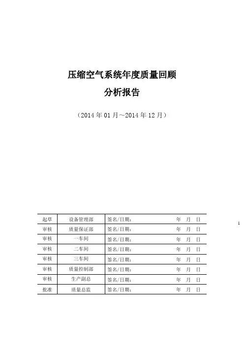 2014~2015年压缩空气系统质量回顾