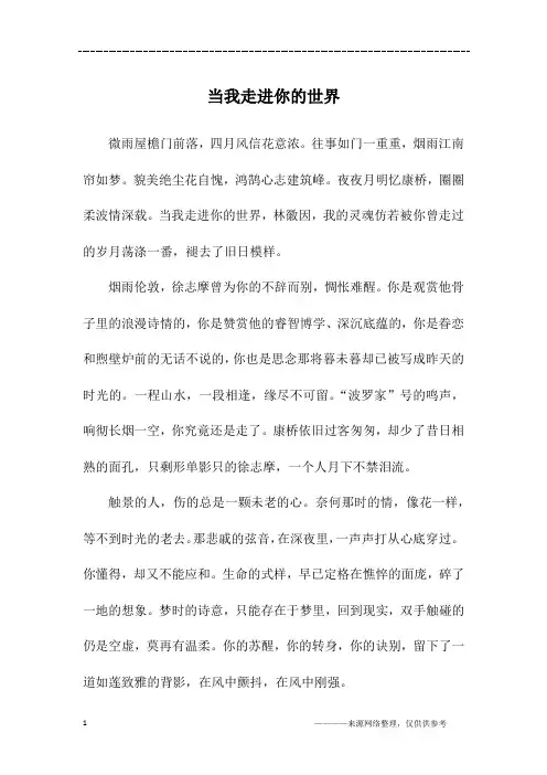 当我走进你的世界_初一作文
