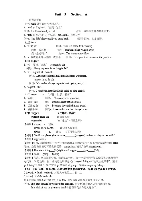 Unit3 section A知识点精讲精练-英语九年级全一册教材知识点精讲精练(人教新目标版)